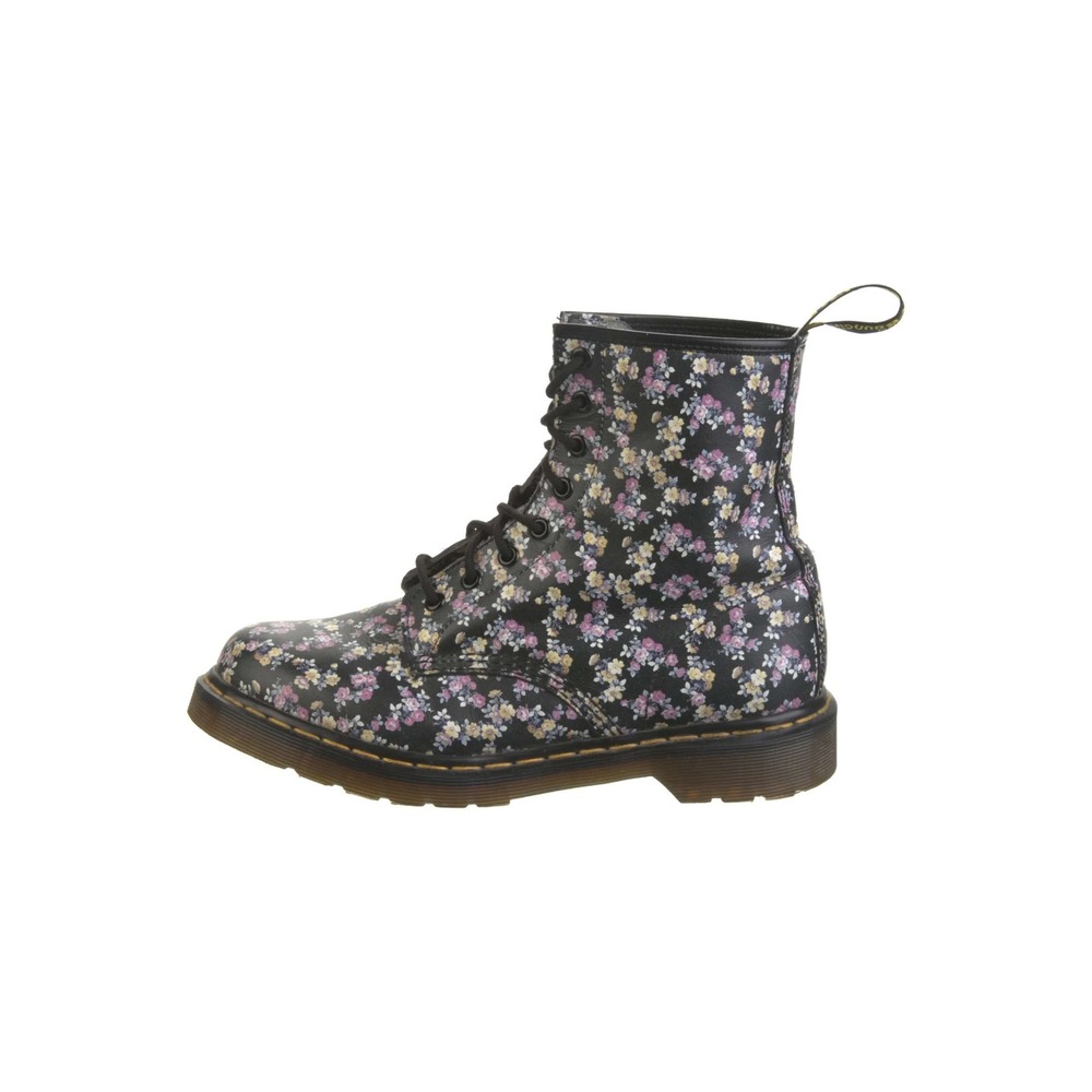 Dr. Martens Leather Floral Print Combat Boots Women's Size: 8